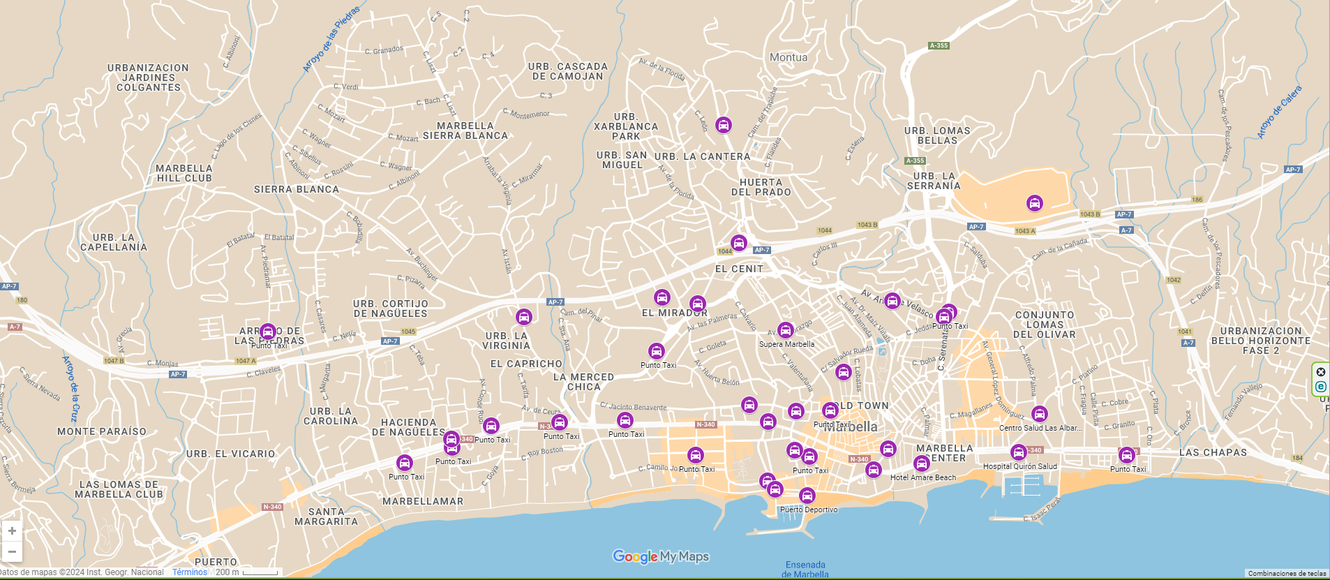 Mapa de Paradas de Taxi de Marbella